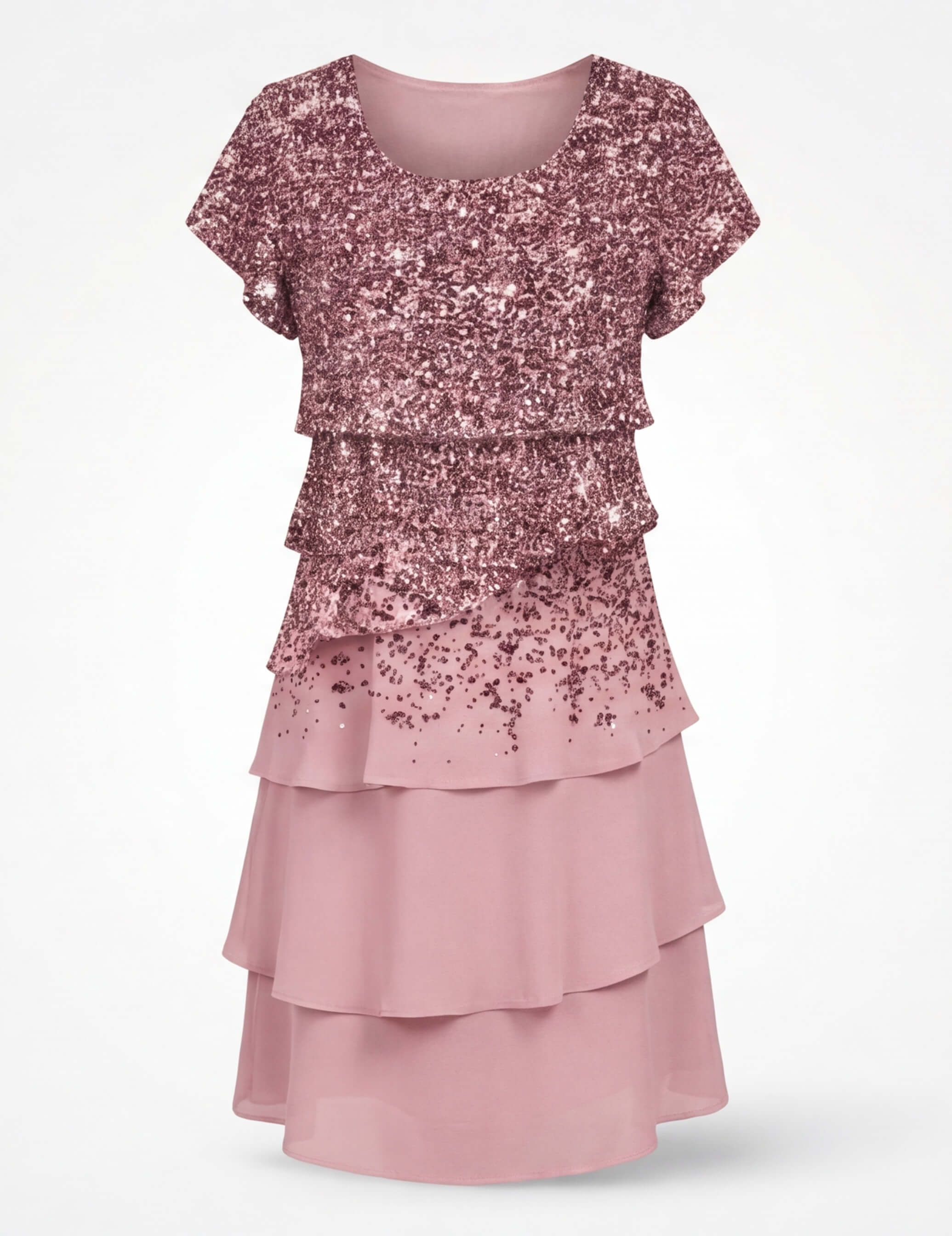 Women’s Dress – Floral Ruffle Layered Dress