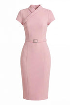 Cap Sleeve Midi Dress with Wrap Neckline