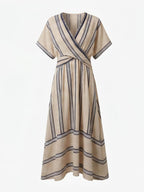 Women’s Striped Wrap Maxi Dress