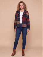 Women’s Plaid Button-Up Lapel Jacket