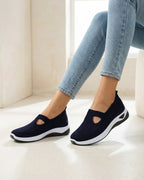 Women’s Casual Knit Slip-On Sneakers – Cutout Design