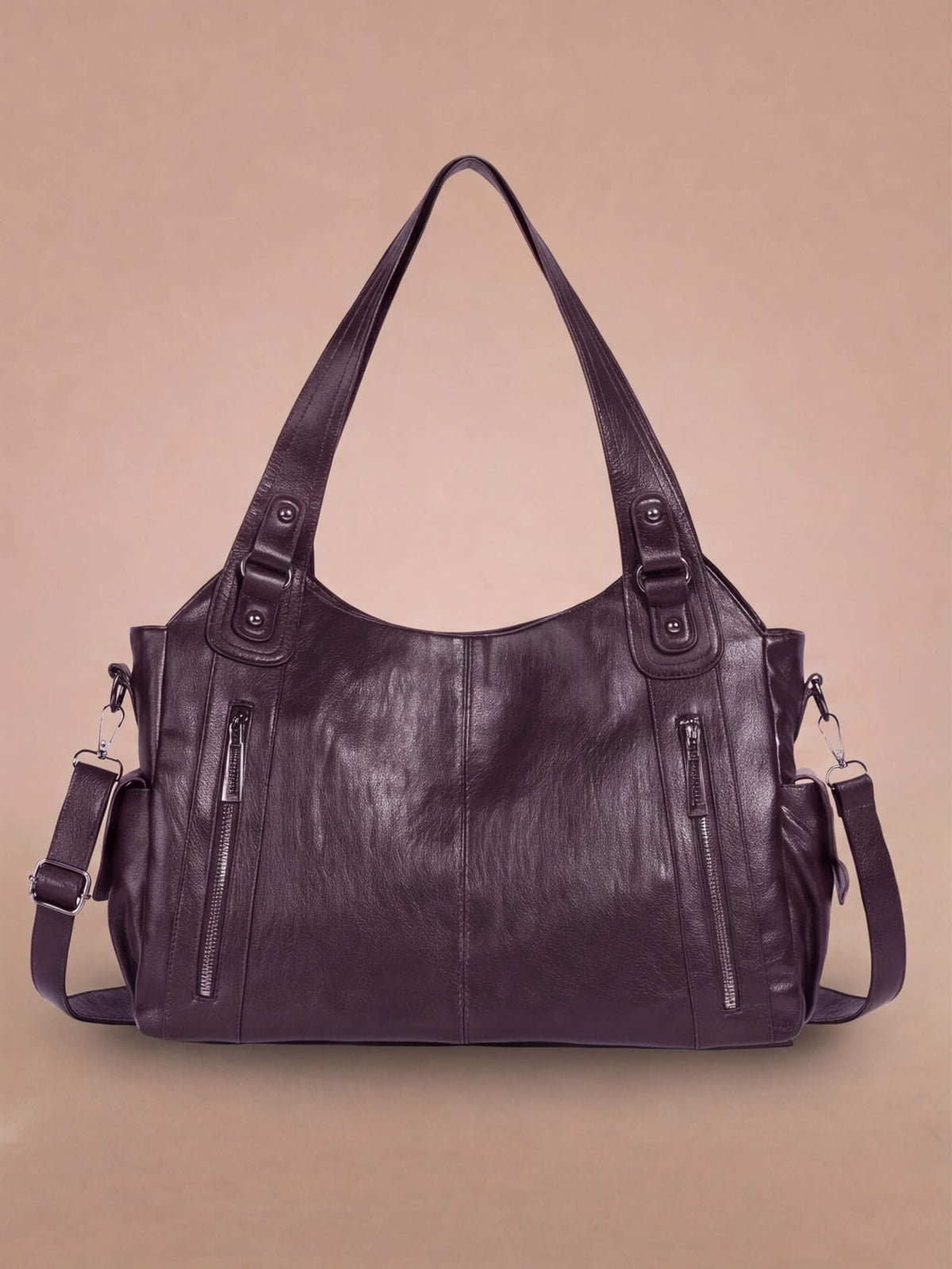 Women’s Structured Zip Pocket Shoulder Bag