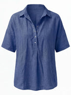 Women’s Collared Button Detail Short Sleeve Shirt