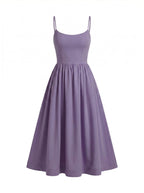 Women’s Dress – Flowing Midi Dress with Thin Straps