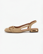 Women’s Gold Chain Detail Slingback Flats