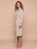Women’s Double-Breasted Belted Trench Coat with Shoulder Tabs