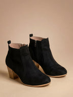 Women’s Round-Toe Ankle Boots –  Side Zip & Chunky Heel Stability