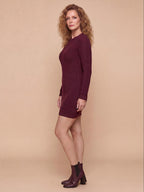 Women’s Ribbed Knit Mini Dress with Long Sleeves