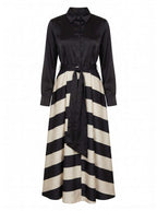 Women’s Belted Striped Maxi Shirt Dress