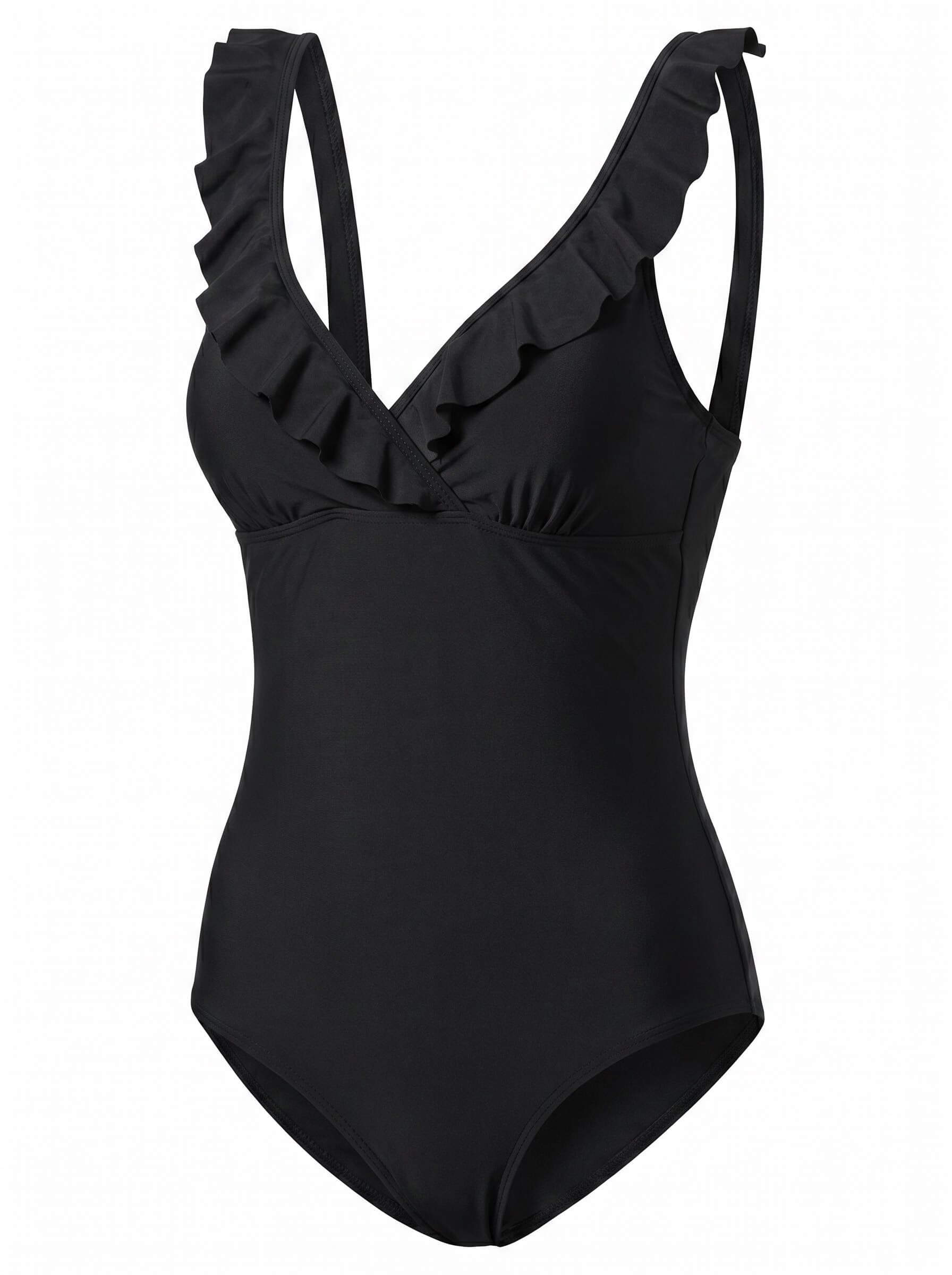 Women’s Ruffle V-Neck One-Piece Swimsuit
