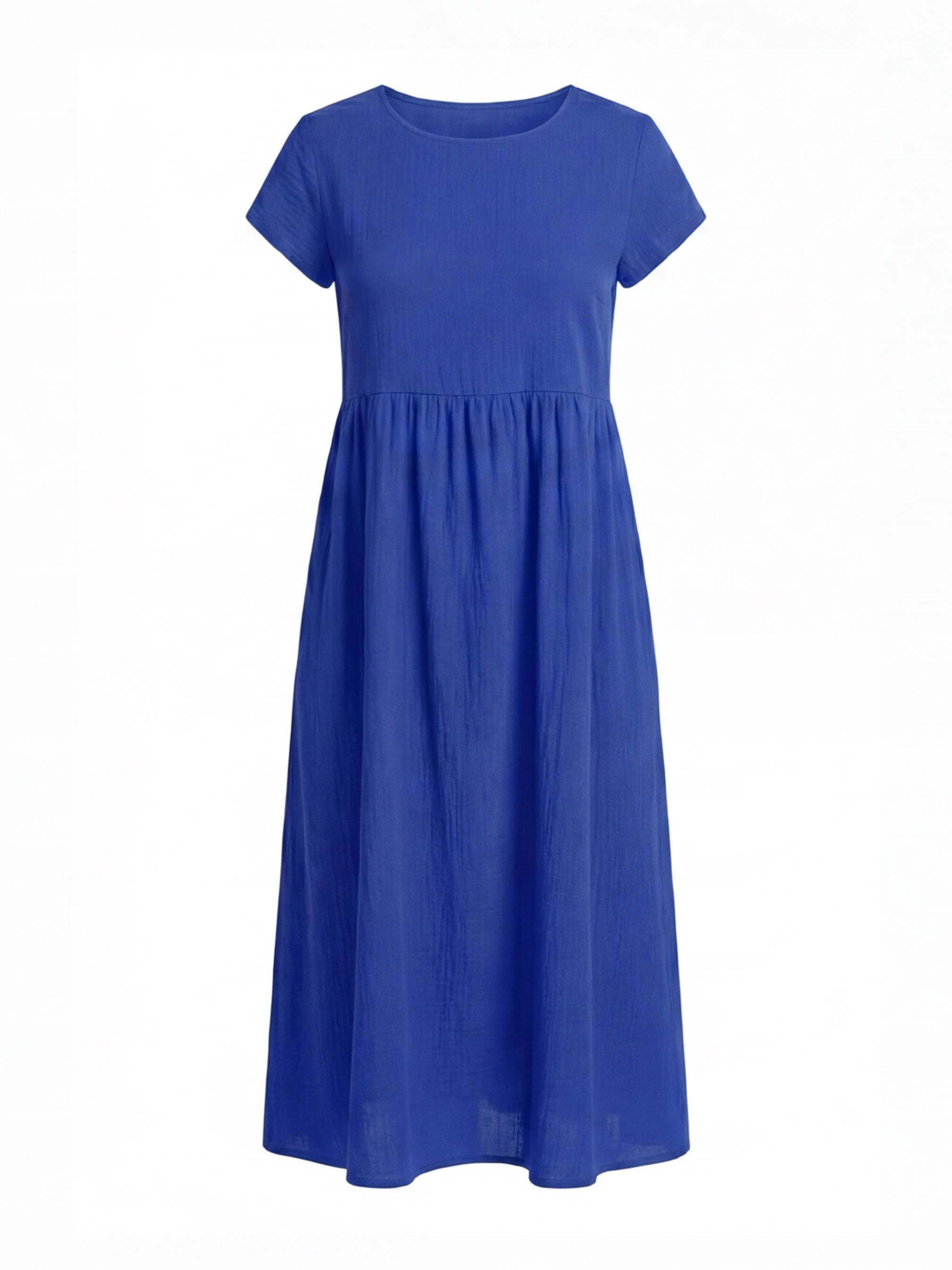 Women's dress – Midi dress with a round neckline and a loose fit