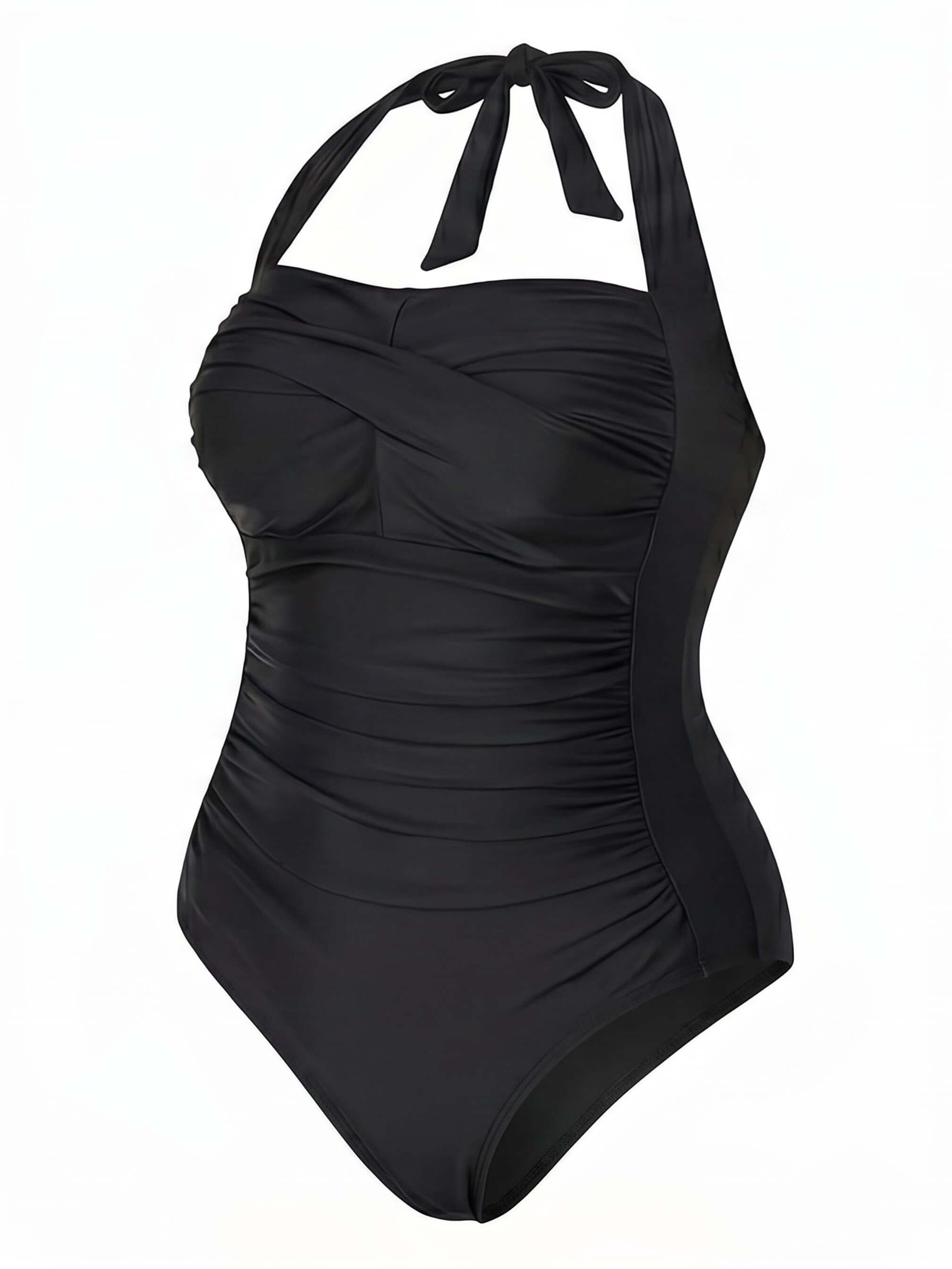 Women’s Plus Size Halter Ruched One-Piece Swimsuit