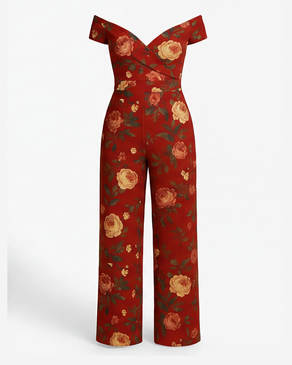 Women’s Jumpsuit – Off-Shoulder Wide-Leg Embroidered Evening Jumpsuit