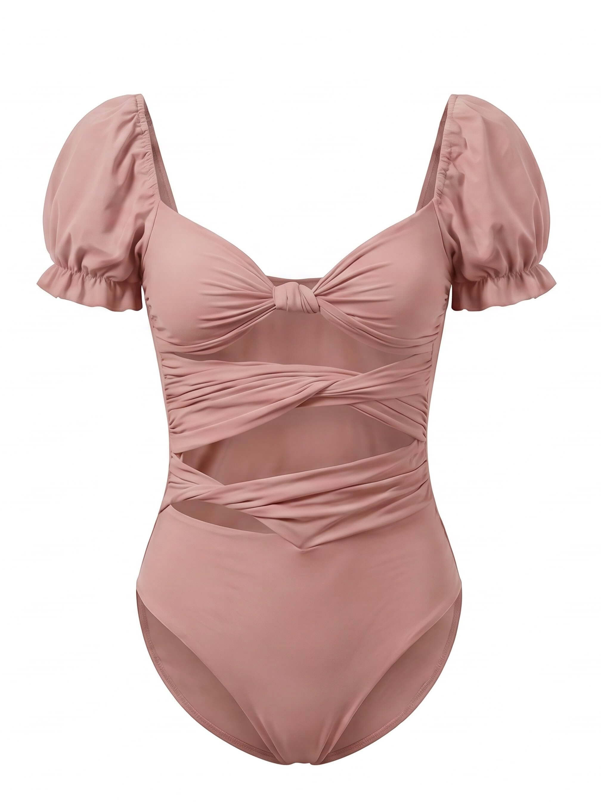 Women’s Puff Sleeve Cut-Out One-Piece Swimsuit