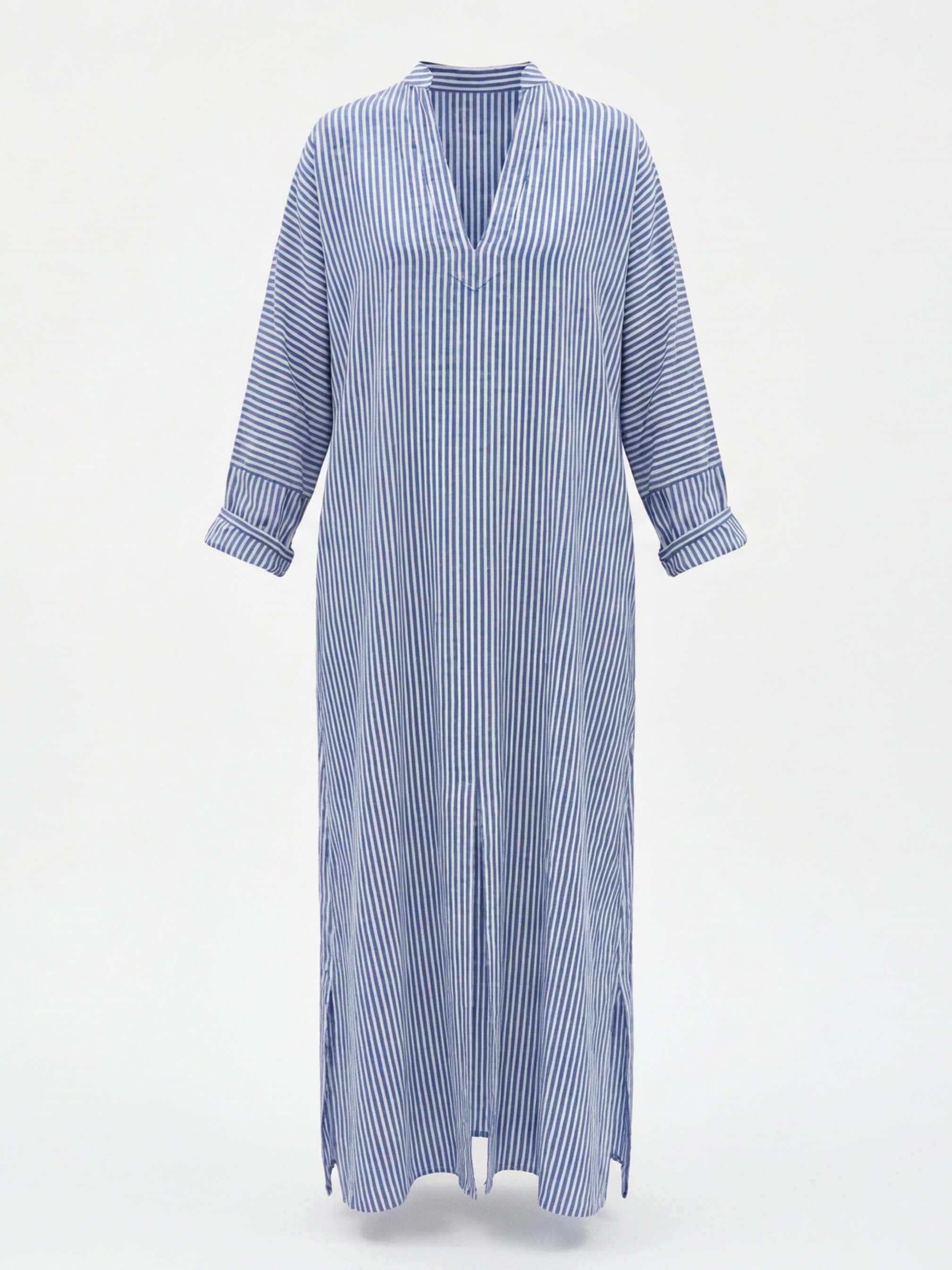 Women’s Dress – Striped Maxi Kaftan Dress