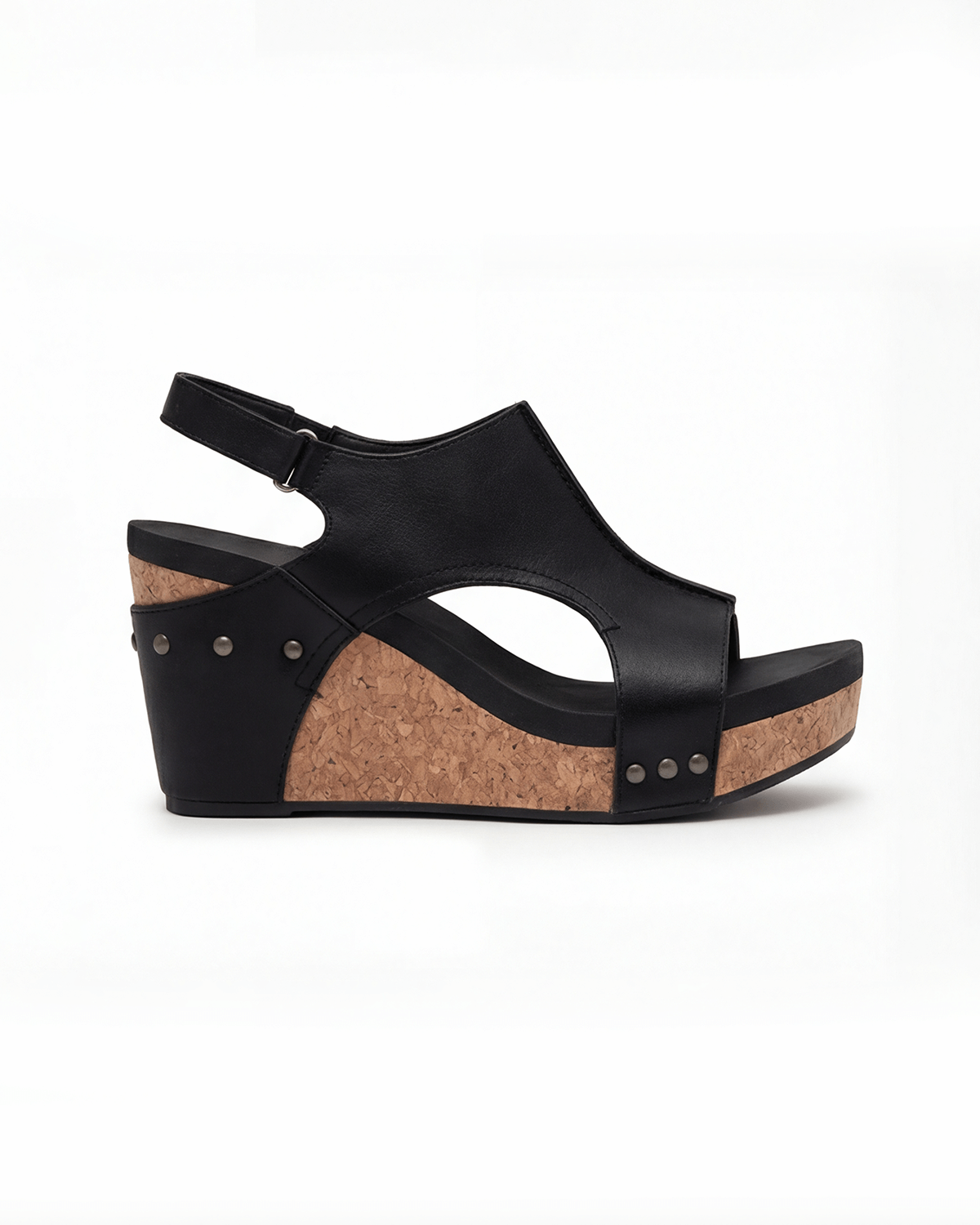 Women’s Wedge Sandals with Slingback Strap- Cork- Look