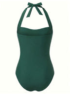 Women’s Halter Ruched One-Piece Swimsuit