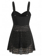 Women’s Lace-Look Skirted One-Piece Swimsuit