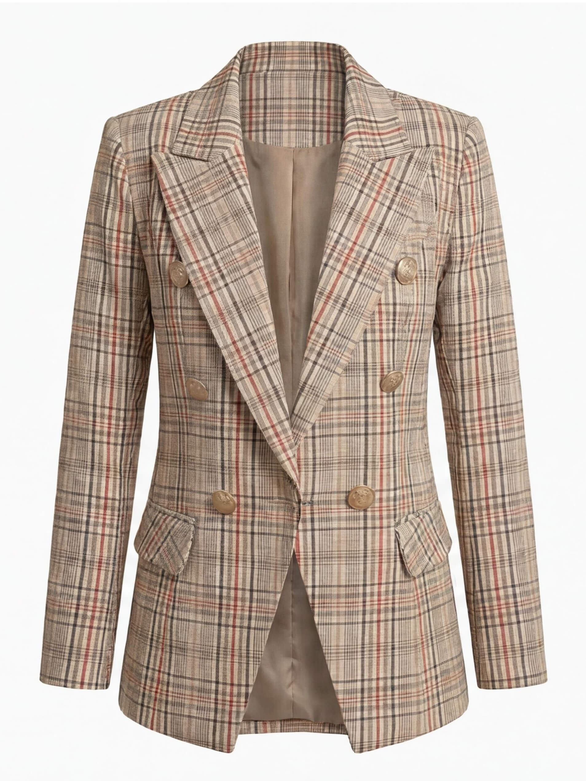Women’s Plaid Blazer – Tailored Silhouette & Timeless Sophistication