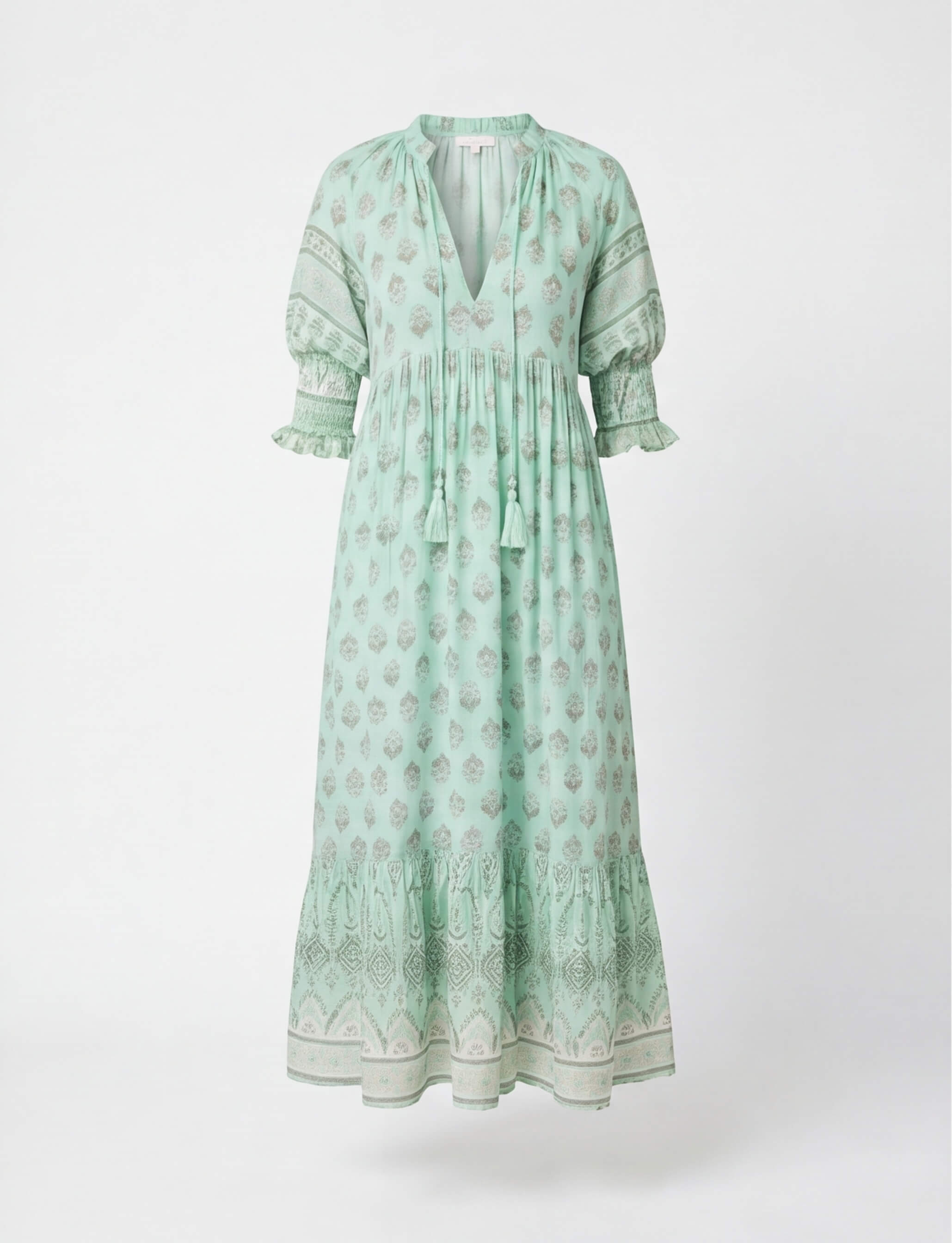 Women’s Dress – Boho Maxi Dress with Tassel Detail