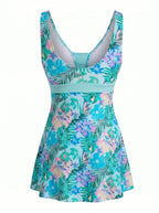 Women’s Tropical Floral Skirted One-Piece Swimsuit