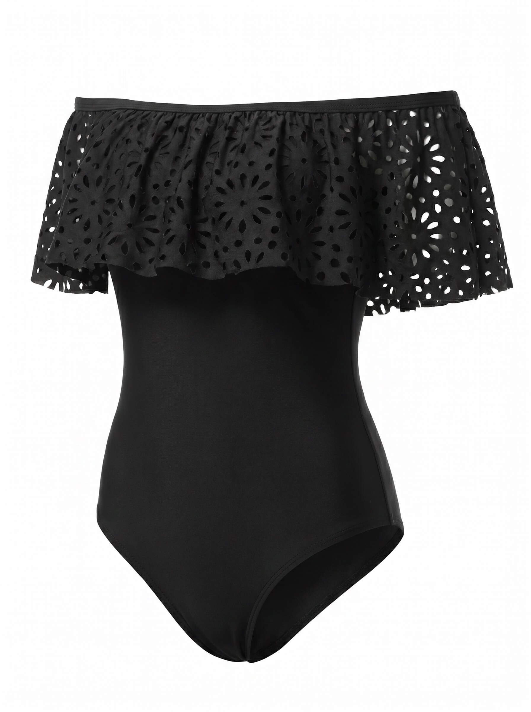 Women’s Off-Shoulder Rumple One-Piece Swimsuit