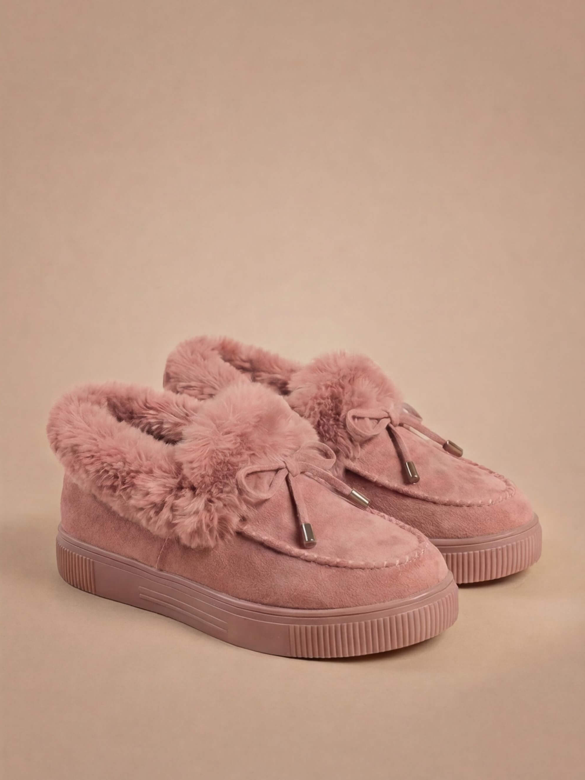 Women’s Wide-Fit Winter Slip-On Shoes – Faux-Fur Trim