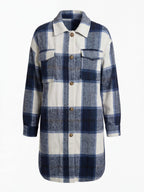 Women’s Plaid Shirt Jacket –  Loose Spring/Fall Fit