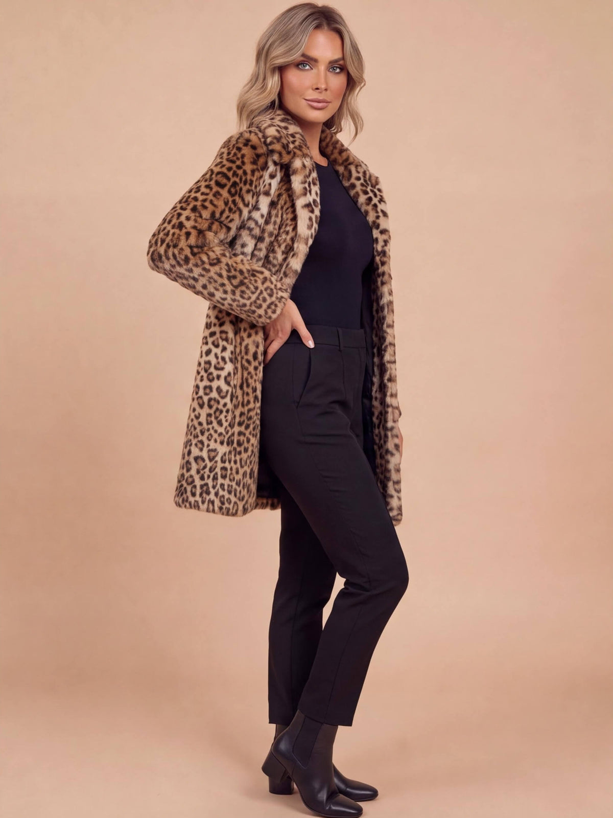 Women’s Leopard Print Faux Fur Coat