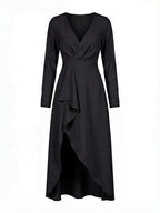 Women’s asymmetrical midi dress with a V-neck