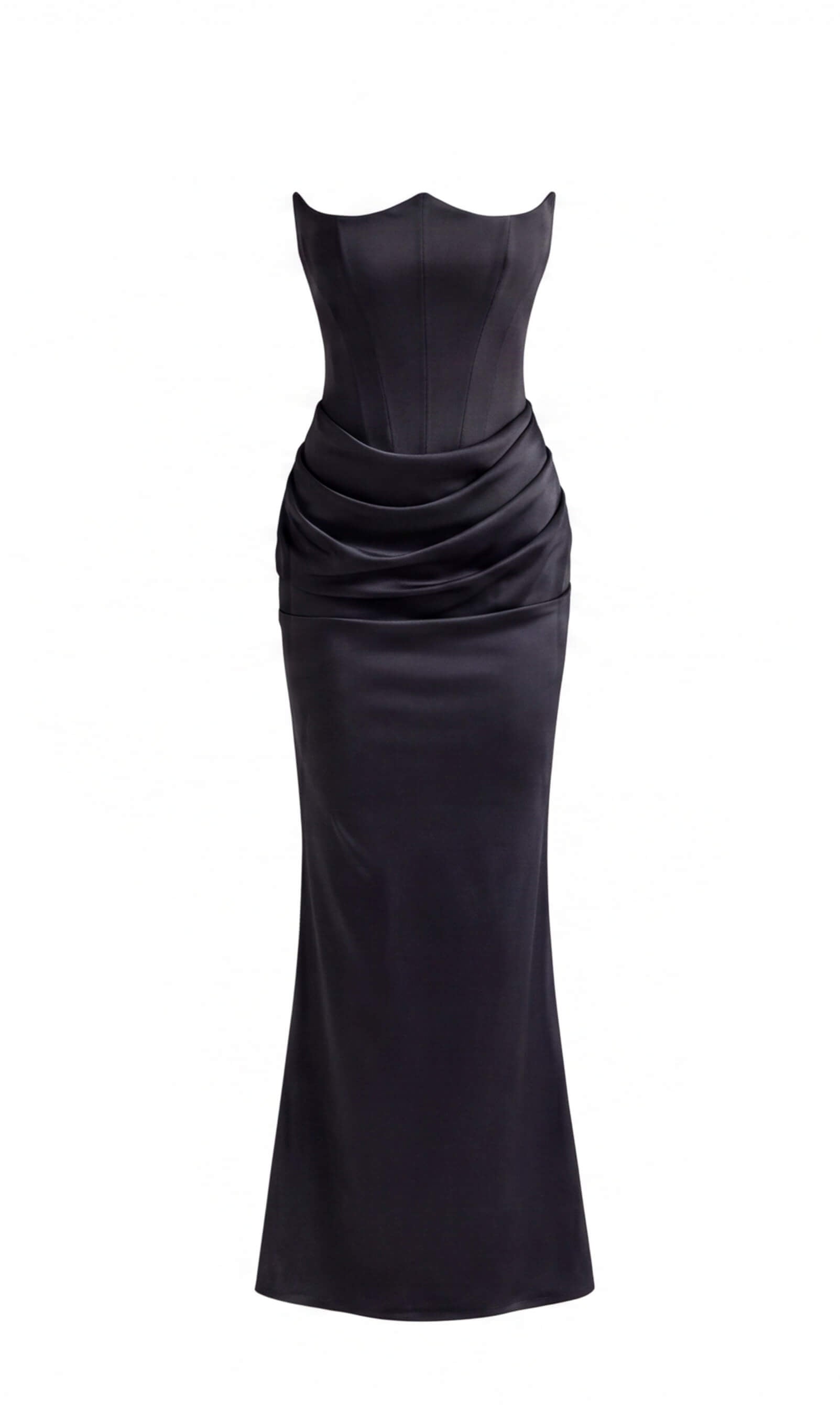 Women’s Dress – Strapless Corset Satin Maxi Dress