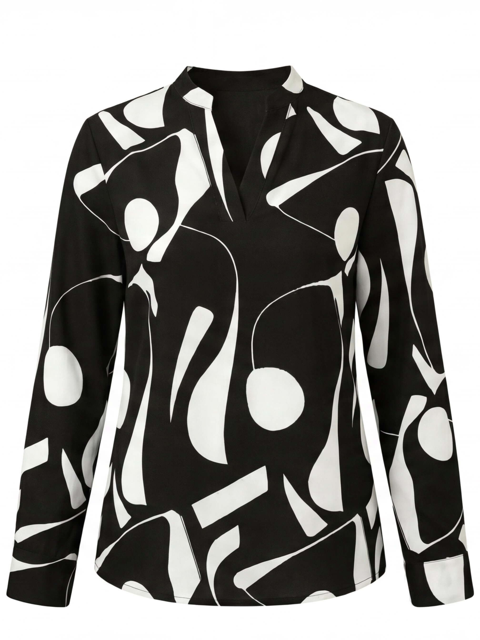 Women’s Elegant Abstract Blouse – Split Neck Design
