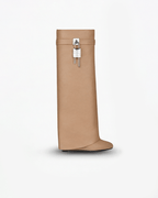 Women’s Decorative Zip Hardware Knee-High Boots