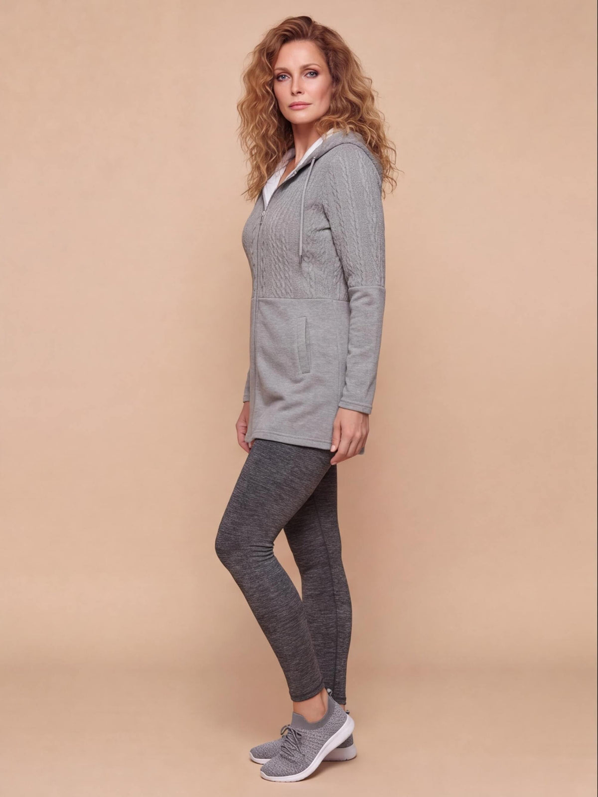 Women’s Textured Hooded Zip-Up Jacket