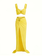 Women’s Ruched Cut-Out Bikini Skirt Set