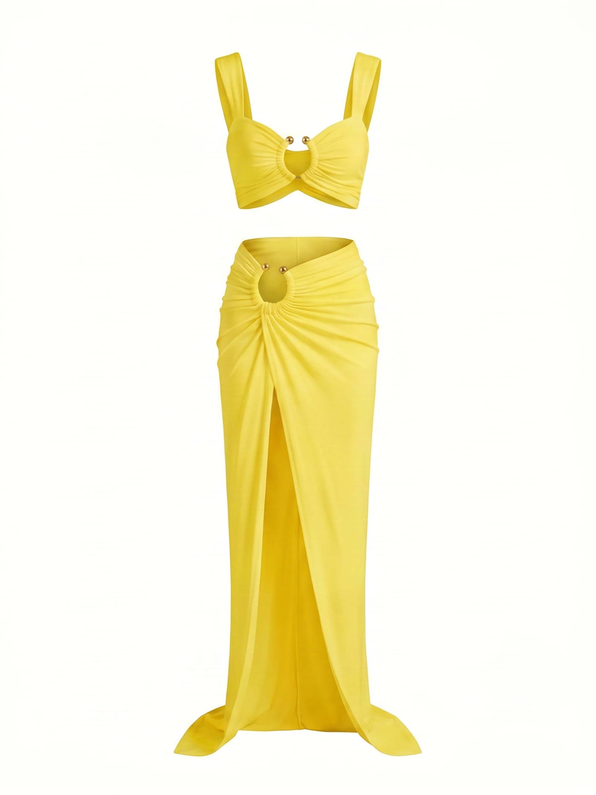 Women’s Ruched Cut-Out Bikini Skirt Set