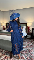 Lucia Long Sleeve Lace Dress – Navy