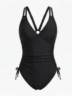 Women’s Side Tie Halter One-Piece Swimsuit