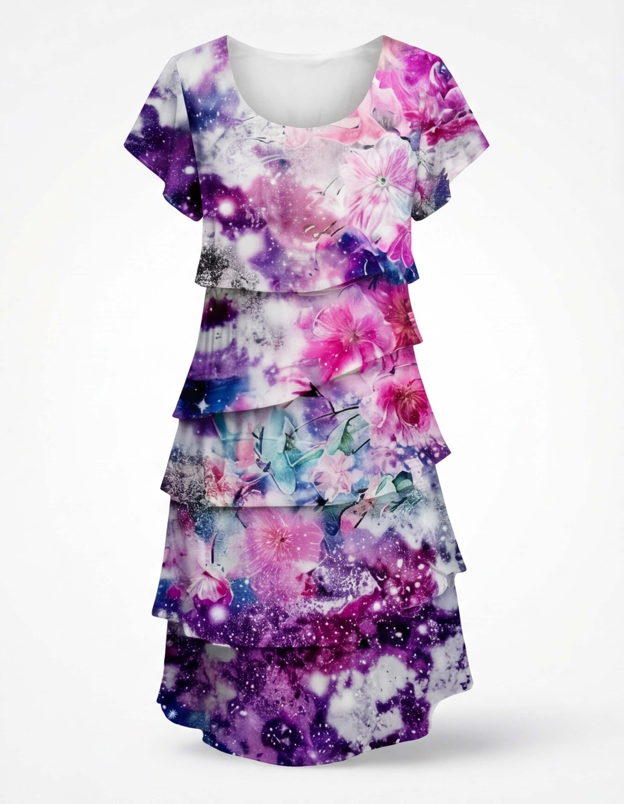 Women’s Dress – Floral Ruffle Layered Dress