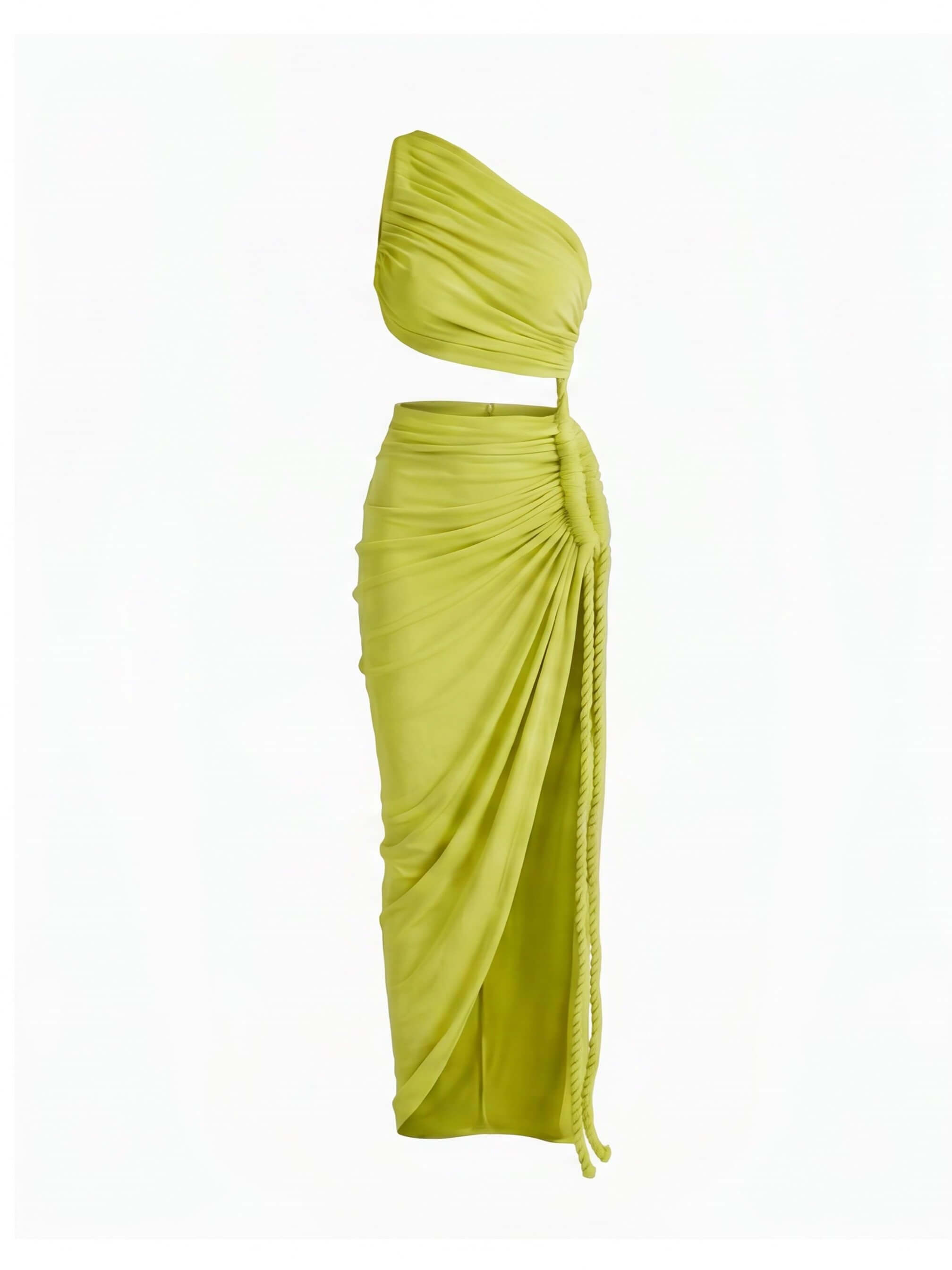 Women’s One-Shoulder Ruched Top and Maxi Skirt Set