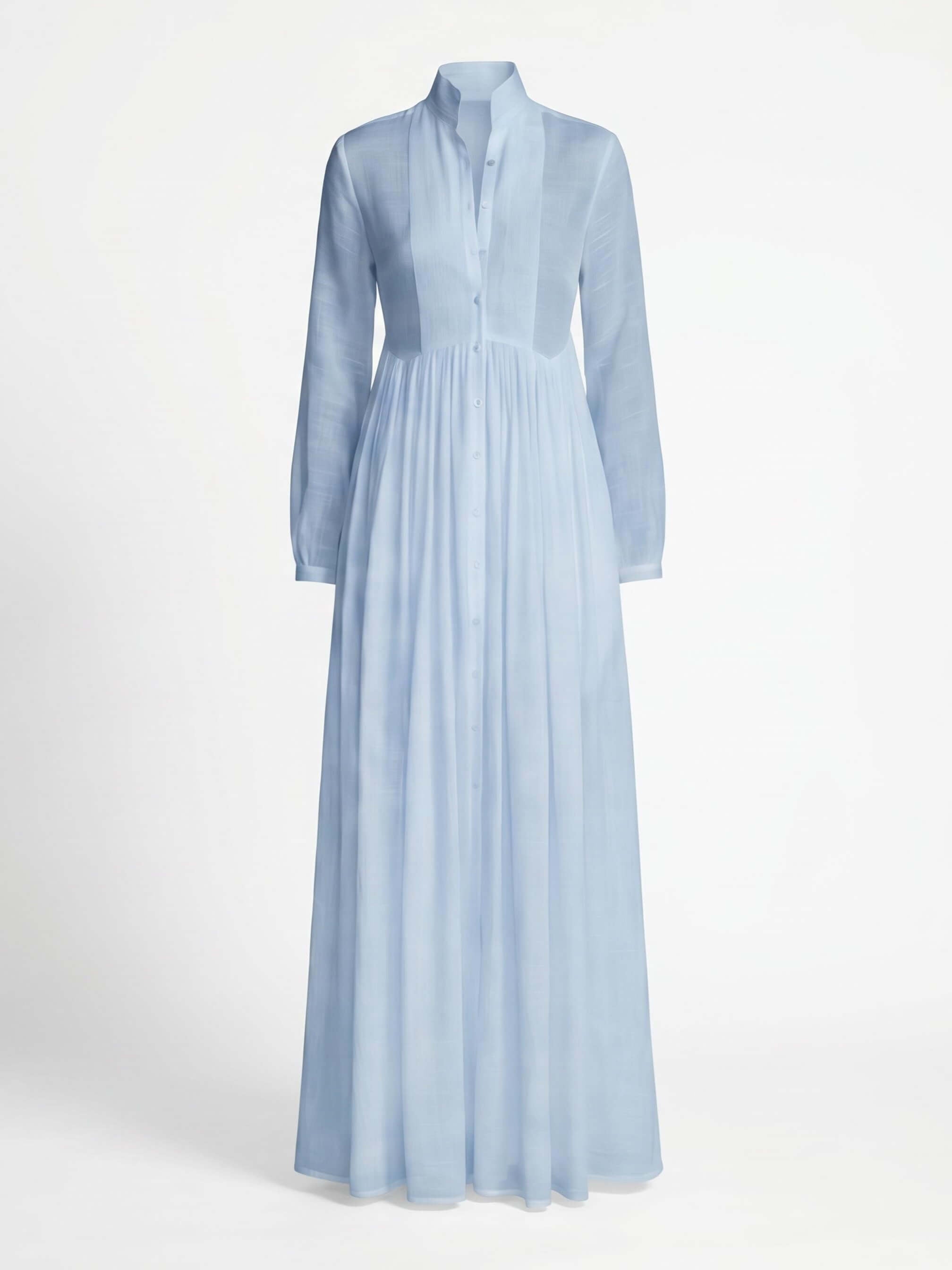Women’s Button Front Pleated Maxi Shirt Dress