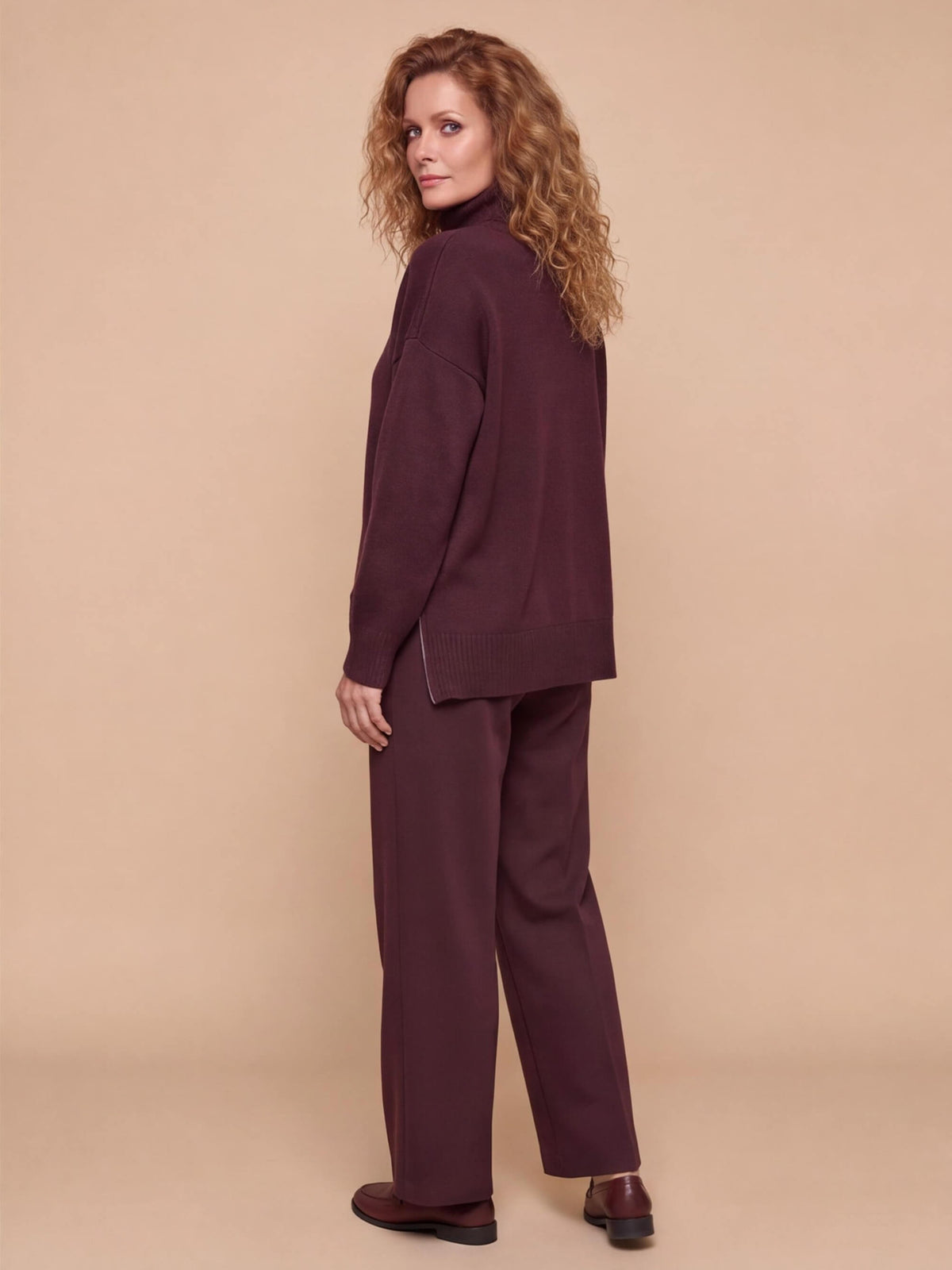 Women’s Relaxed Knit Top and Wide-Leg Trouser Set