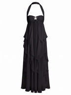 Women’s Chiffon Halter Maxi Dress – Romantic Layered Silhouette