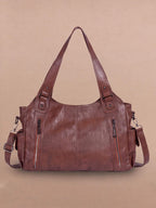 Women’s Structured Zip Pocket Shoulder Bag