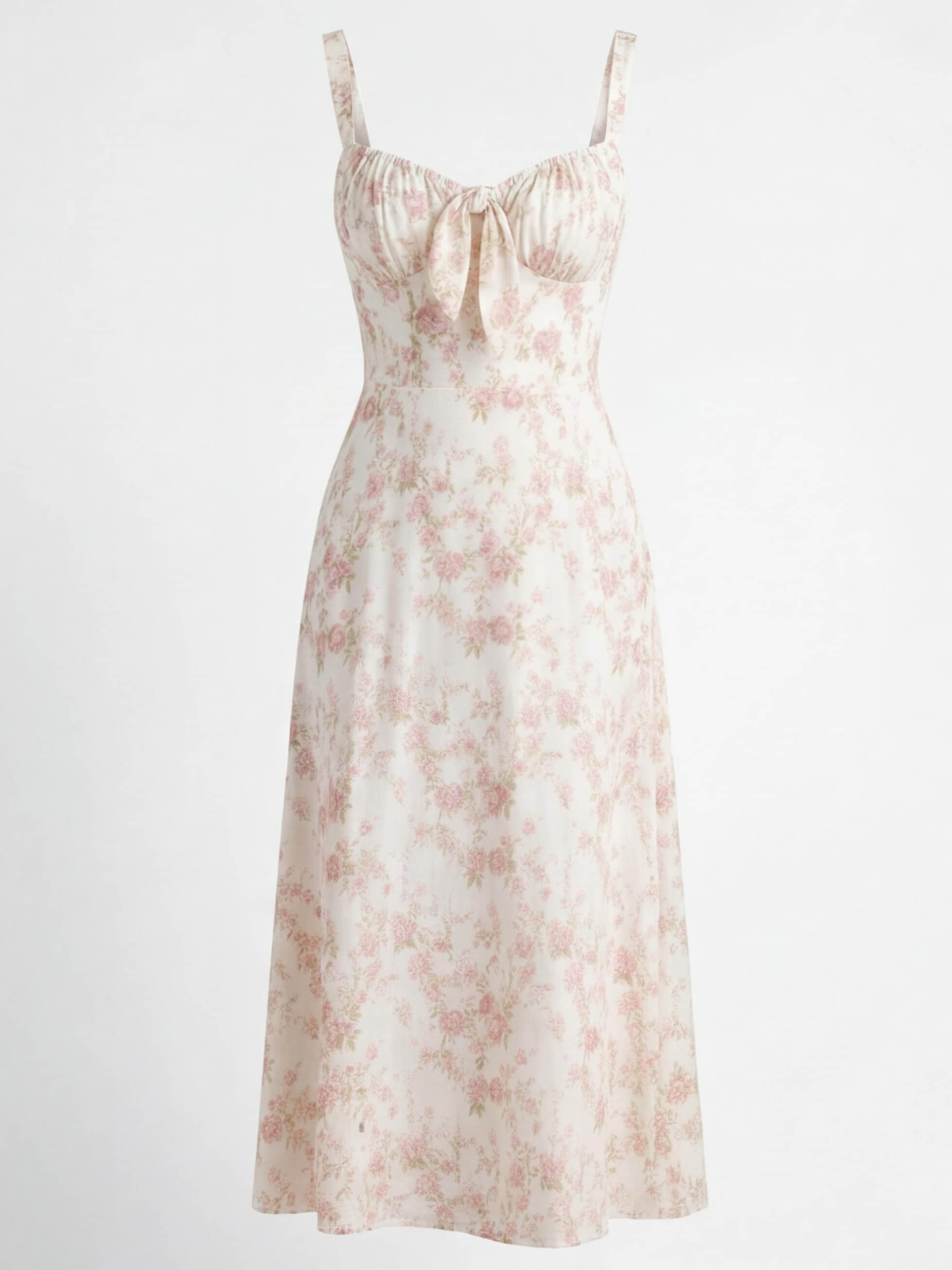 Elegant Floral Corset Midi Dress – Feminine & Flattering
