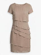 Women’s Elegant Chiffon Layered Dress – Round Neck
