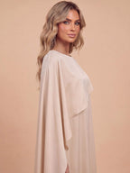 Women’s Flowing Maxi Dress with Cape Overlay