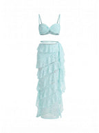 Women’s Twist Top and Lace-Look Maxi Skirt Set