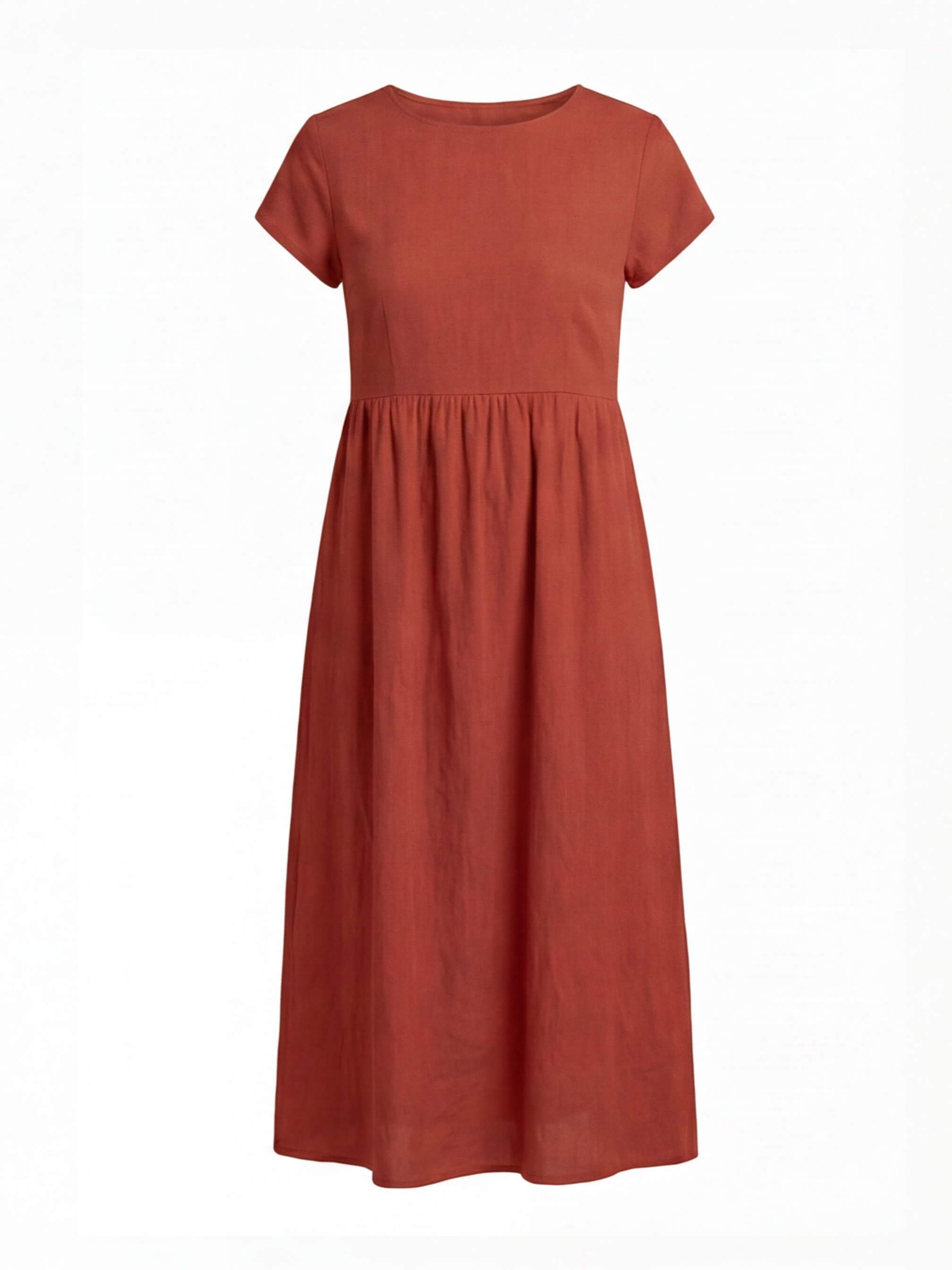 Women's dress – Midi dress with a round neckline and a loose fit