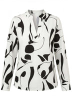 Women’s Elegant Abstract Blouse – Split Neck Design